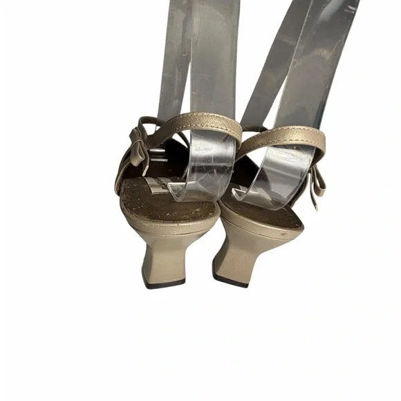 Monzo & Franco Gold Embossed Slingback Heels - Women's Sz 7.5 - Picture 12 of 15